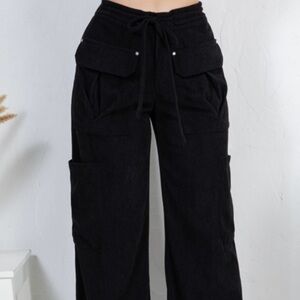 Women's Black Corduroy Cargo Pants